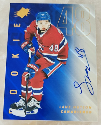 2024-25 UD SPX Hockey LANE HUTSON Rookie Auto #138 Blue Auto 112/199 SP