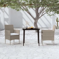 Garden Dining Set Beige and Black