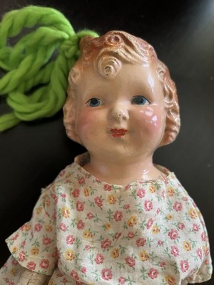 Antique Composition & Straw 14.5  Doll   Metropolitan Doll Co   Molded Hair Loop