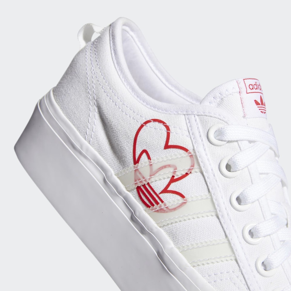 adidas Nizza Platform Trainers Womens Girls Originals Red Heart