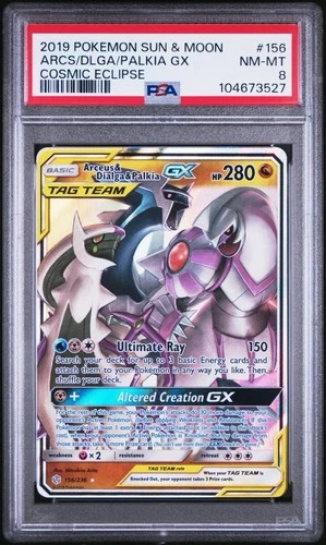 POKEMON 2019 Sun Moon Cosmic Eclipse ARCEUS DIALGA PALKIA GX #156 PSA 8