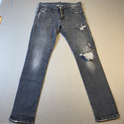Dsquared2 Cool Guy Men's Size 33x32 Jeans Made in Italy Distressed Regular Black