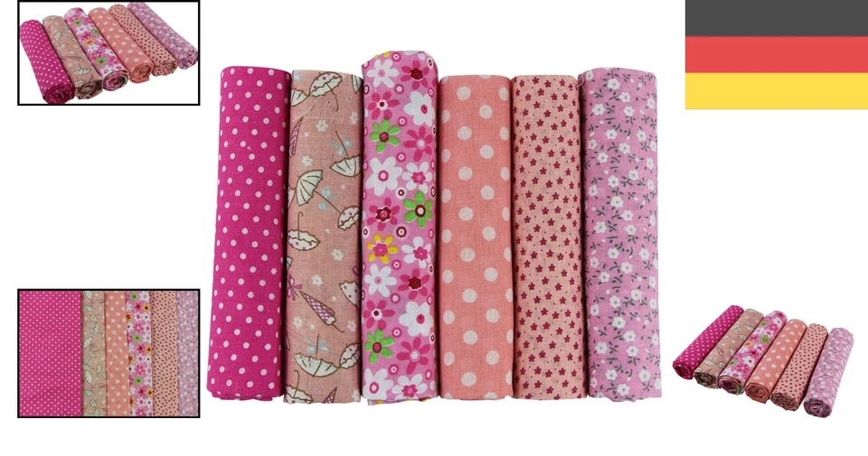 Stoffpaket Baumwollstoff Patchwork, Nähen, Quilten, Baumwolle, Rosa, 6 Stück - Bild 2 von 4