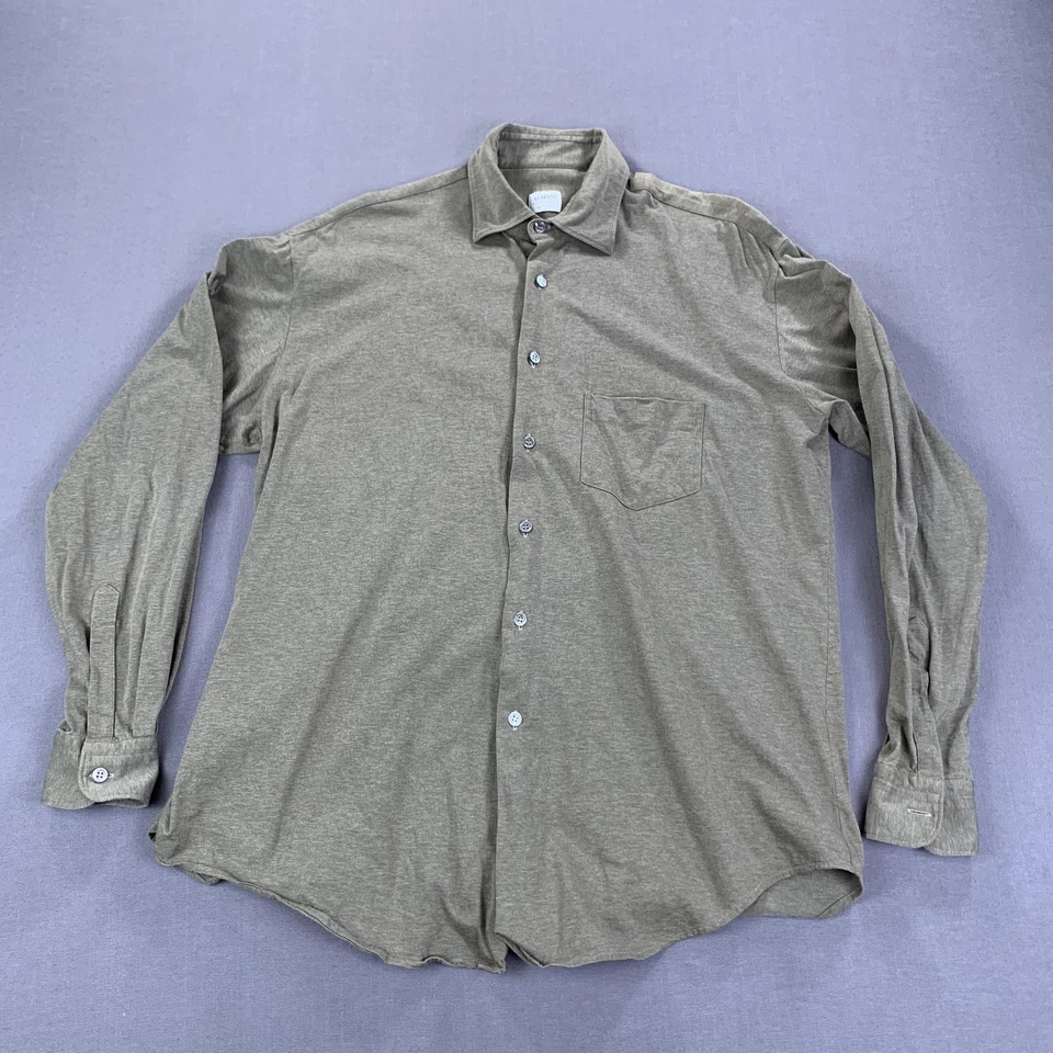 Camisa Armani Collezioni Para Hombre Mediana Beige Hecha en Italia Jersey Tejida Con Botones Foto 2 de 4