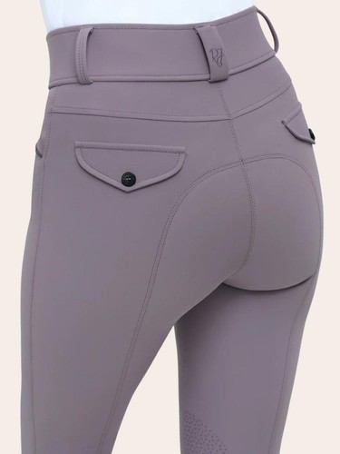 R.J. Classics Margot Front Zip Mid-Rise Breeches with Silicone Patch - Purple Ha - Picture 4 of 5
