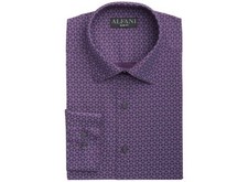 Alfani Mens Slim Fit 2-Way Stretch Dress Shirt Purple 60 Size 15/15.5 x 32/33