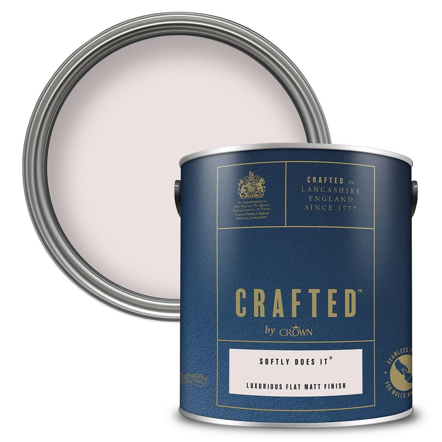 Crown CRAFTED Softly Does It Matt Emulsion Light Pink Paint 2.5L | Light Pink velvety flat matt finish for interior walls, ceilings & wood. Soft to touch, hides imperfections, low VOC - Image 2