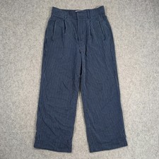 Everlane Navy Blue Striped The Way High Draped Pants Women's Size 8 Short