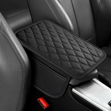 Car Center Console Cover, Leather Auto Armrest Cover Protector-Black