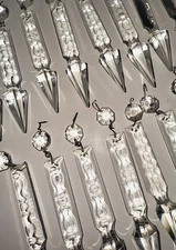 15 Vintage Crystal Notched Prisms 5" Drop with 4" Spears - Lusters Girandoles +1