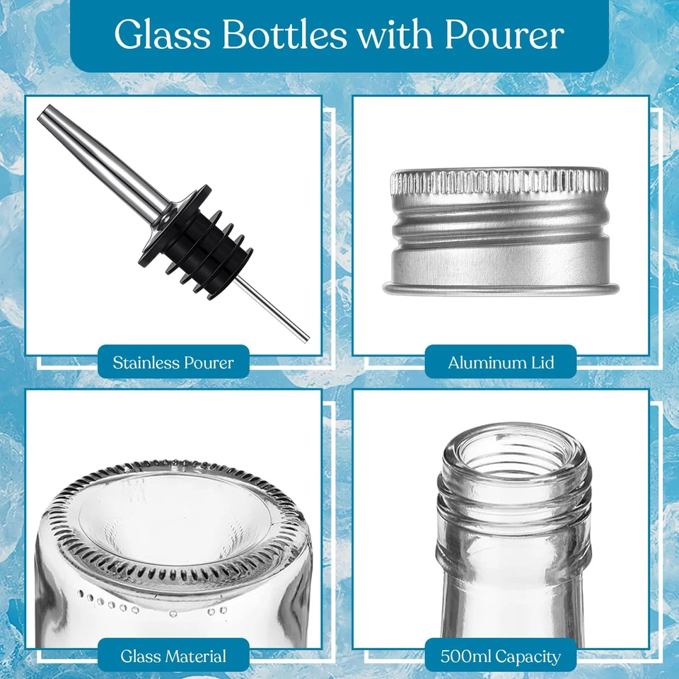 8pcs 17oz Glass Long Neck Bottles Glass Pour Liquor Bottles Bar Juice Pour Sy... - Image 2 of 4