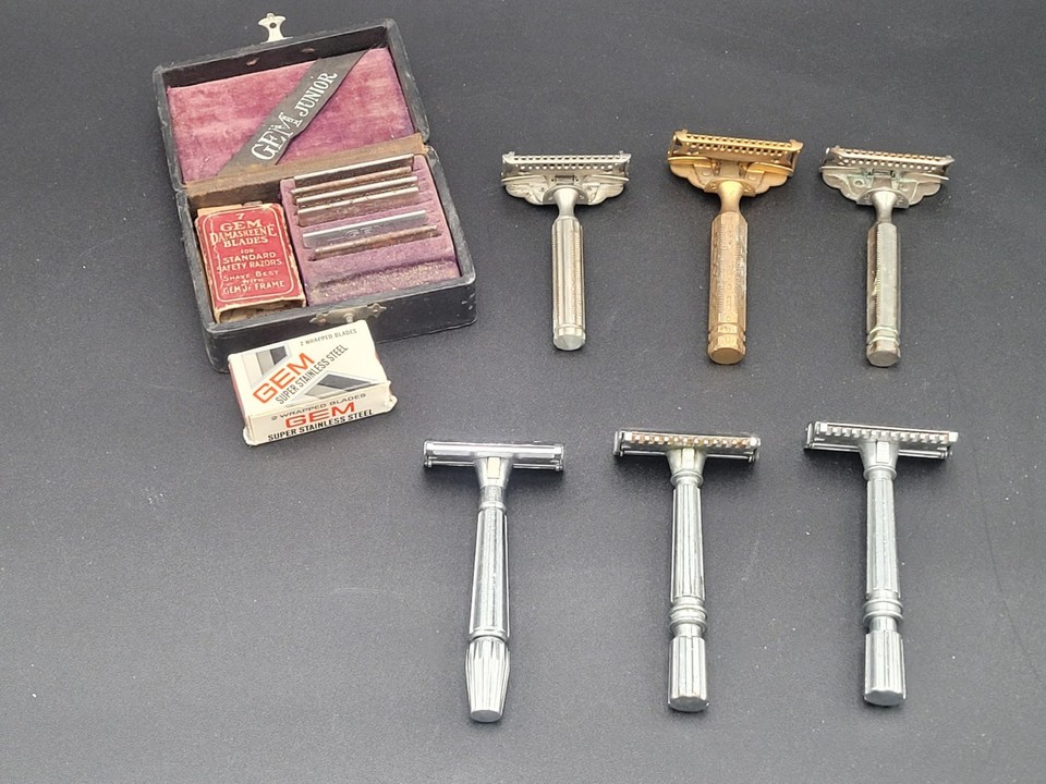 Vintage GEM & Star Single Edge Safety Razor Lot Of 6 Art Deco Ornate ...