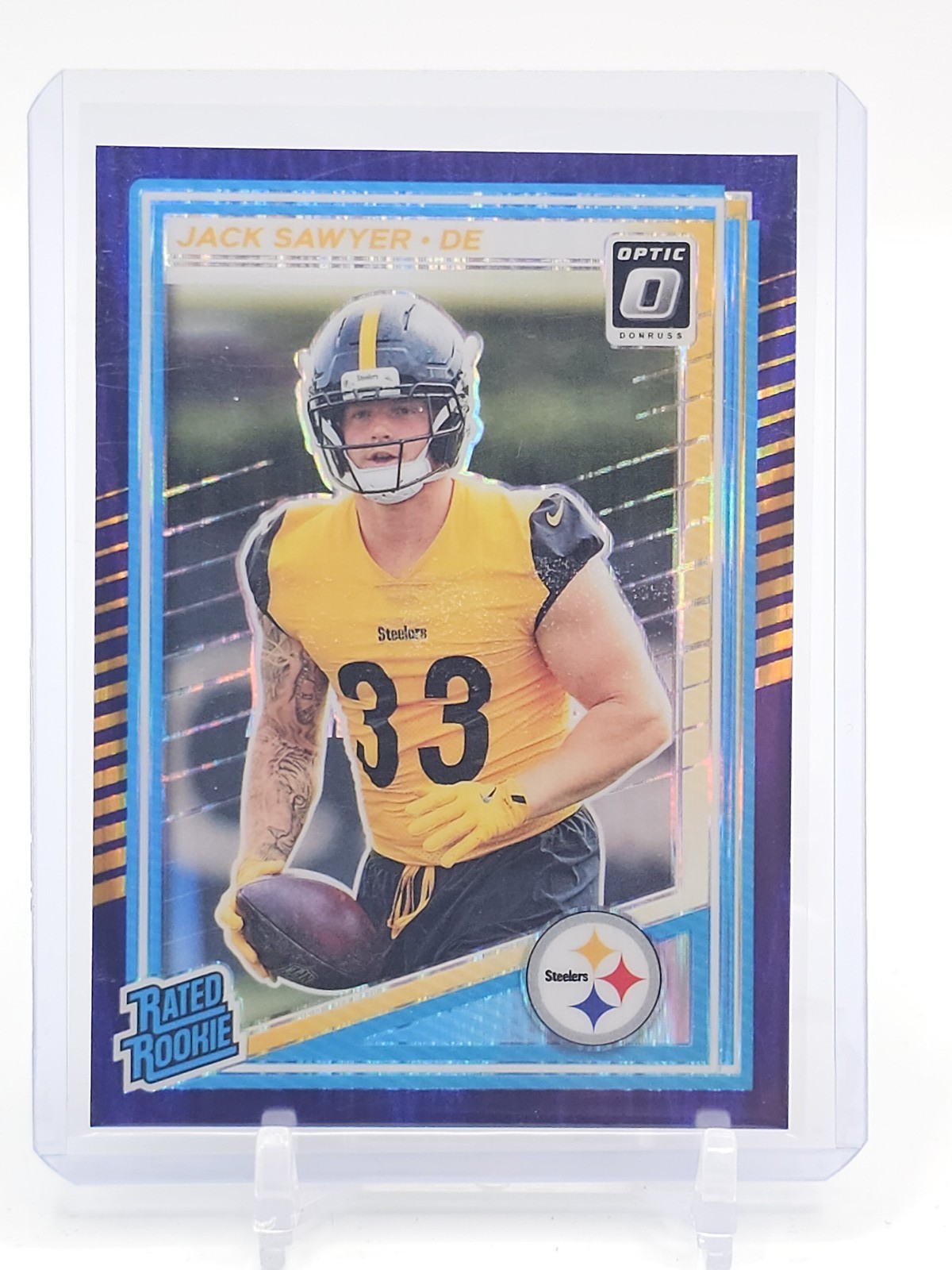 JACK SAWYER 2025 DONRUSS OPTIC PURPLE SHOCK RATED ROOKIE #220 STEELERS A Q4375