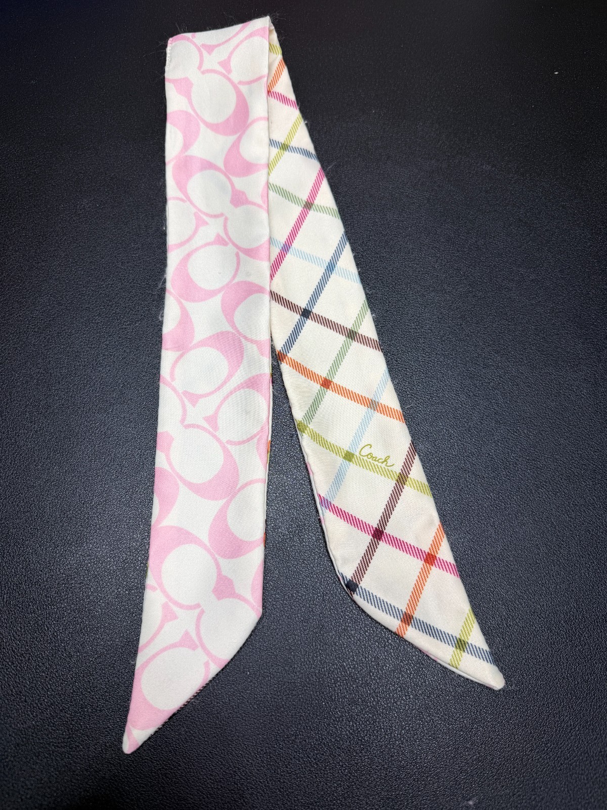 Coach Silk Ribbon Signature Pink/Plaid Scarf (Lot 2311)