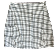 Brandy Melville Mini Skirt Check Double Split Stretch Zip Green Size X-Small EUC