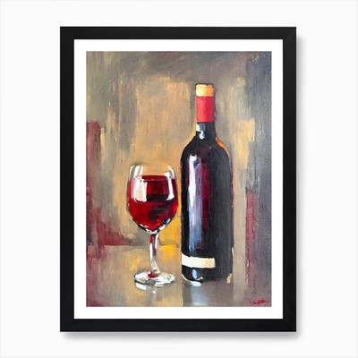 Merlot 1 Oil Painting Cocktail Post Framed Wall Art Poster Canvas Print Picture