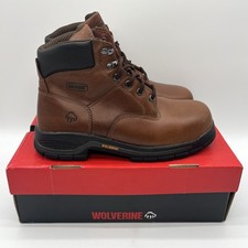 Wolverine Harrison 6'' Steel Toe Brown Leather Work Boots Sz 9 4E SR EH NEW