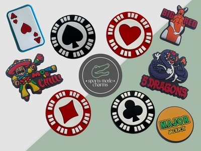 Glücksspiel - Charms für Schuhe Clogs Sandalen - Pokies Karten Gaming Jackpot Poker
