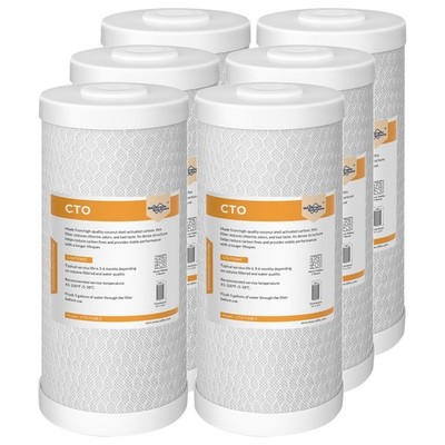 6 PACK 10'' x 4.5'' Big Blue Carbon Block Water Filter Whole House Replacement 5μm