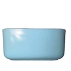 Vtg Glasbake Jeanette Milk Glass Refrigerator Dish Blue & White Pint 5x4 No Lid