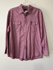 Wrangler Pearl Snap Western Shirt Men s Red Vintage Wash 100 Cotton Size XLT