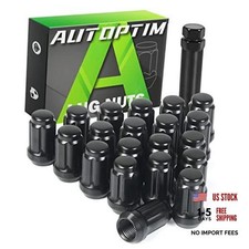 Spline Lug Nuts - 20Pcs Closed End Nuts with Socket M12x1.5 Black 20 Pcs