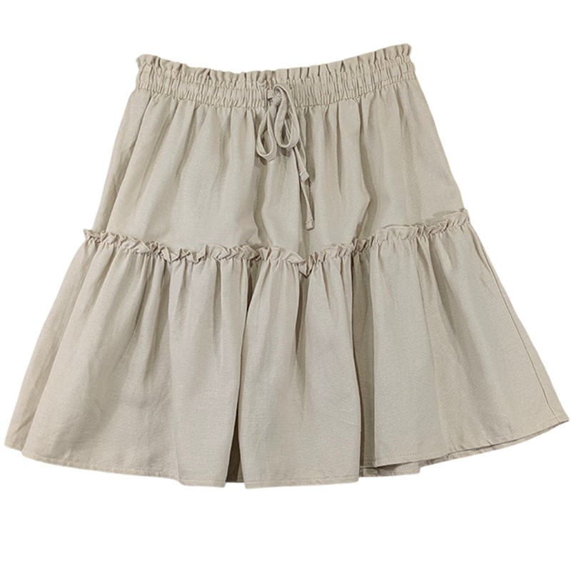 Zenana Tiered Mini Skirt Womens Medium Ivory Linen Y2K Ruffle Boho Coquette Girl