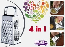 4 Sided Box Cheese Grater Stainless Steel 8 Inch Kitchen Vegetable SlicerCutter.