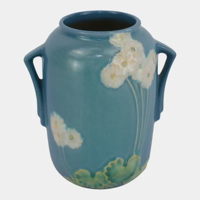 Roseville Primrose Blue 1936 Vintage Art Deco Pottery Ceramic Vase 761-6 - Image 1 of 4