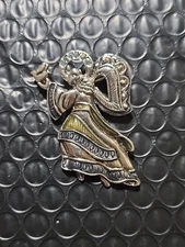 Vintage Angel And Dove Brooch Pin Rhinestone Halo Signed “AAI”Silver Tone