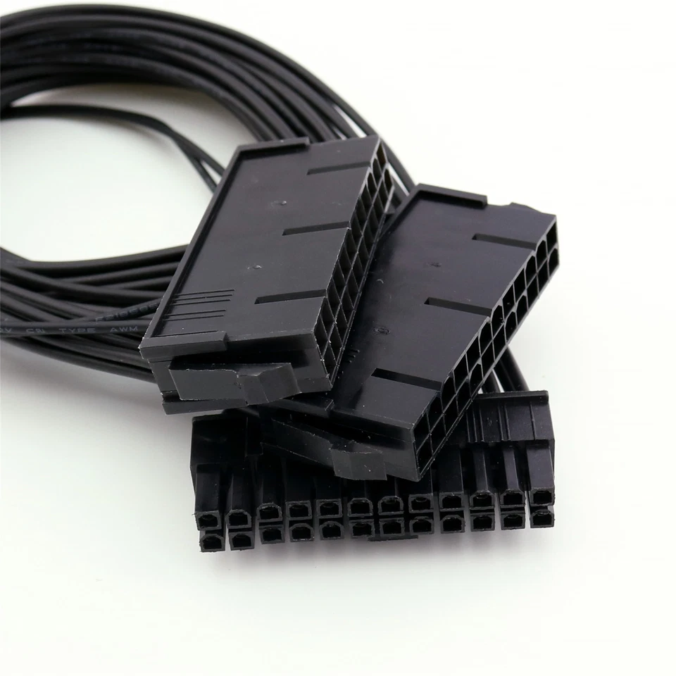 1pcs 24 Pin Male to Dual Female PSU Power Supply Cable ATX Motherboard Connector - Image 3 of 4