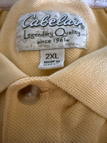 Camisa polo Cabelas para hombre amarilla manga corta golf informal trabajo talla 2xl - Imagen 4 de 4