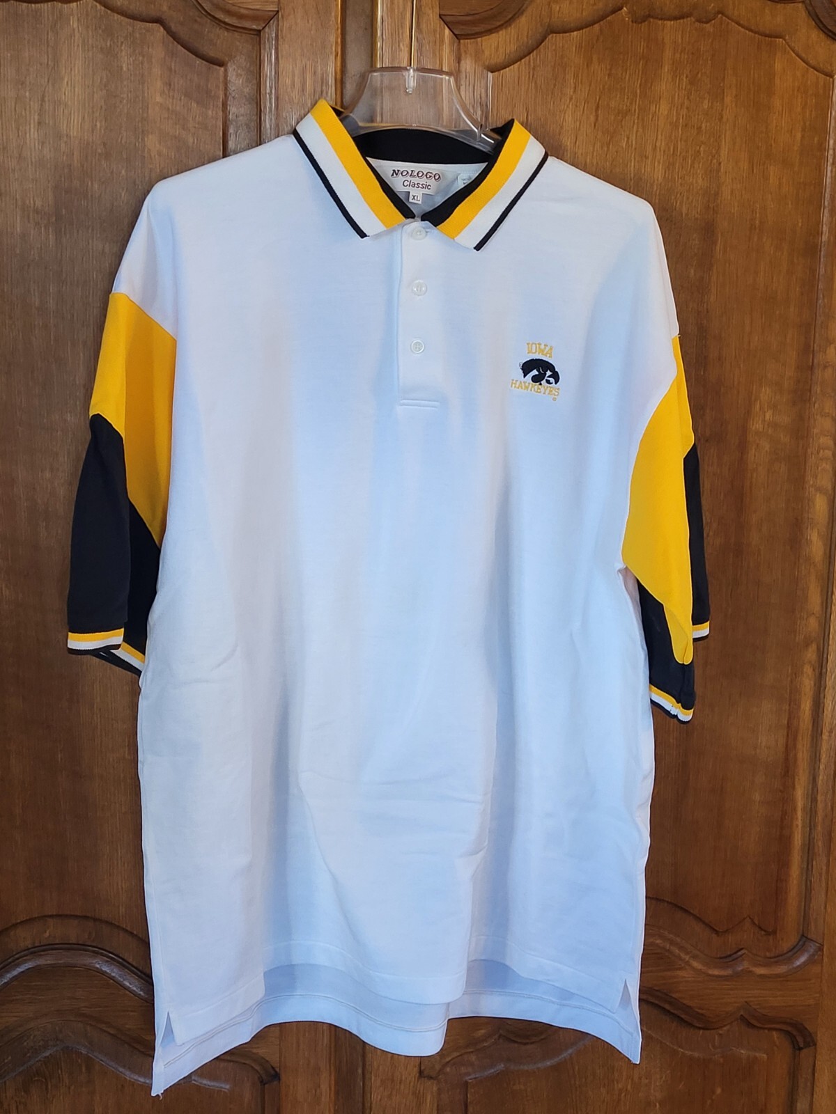 Vintage Iowa Hawkeyes Nologo Classics White Cotton Collared Polo Shirt Xlarge 