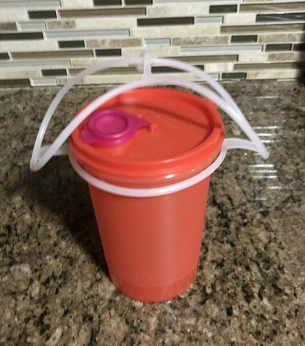 TUPPERWARE BECHER 32 OZ MIT AUSGIESSVERSCHLUSS & GRIFF ~ SELTEN orange ~ neu - Bild 3 von 12