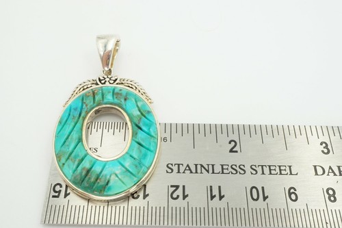 BBJ Sterling Silver 925 Turquoise Hinged Bail Pendant - Picture 8 of 8