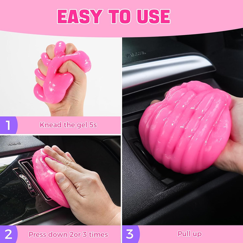 4 Pack Car Cleaning Gel, Pink Car Cleaning Putty, Universal Auto Detailing Tools - Picture 5 of 12