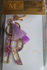 Modern Expressions Letter Keychain R Floral Lavender Pink Initial NEW