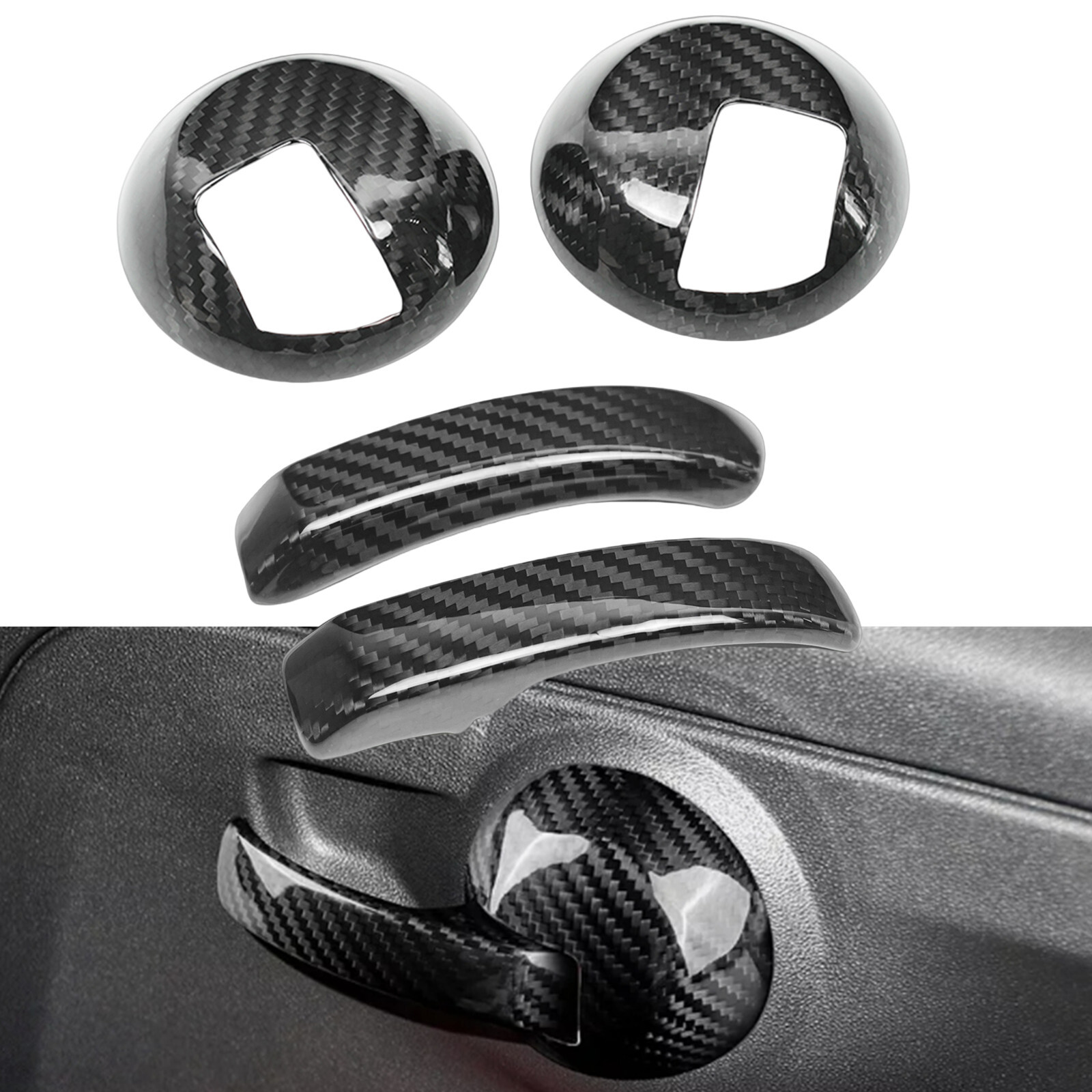Carbon Fiber Car Inner Door Handle Cover Trim For Fiat 500 Abarth 595 2008-2023
