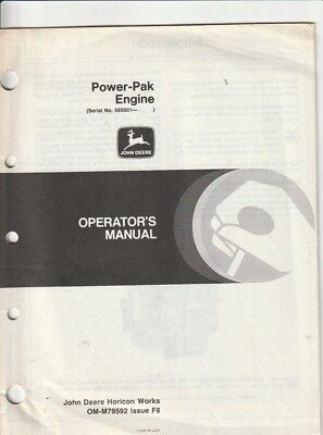 John Deere Power-Pak Engine  Operator's Manual OM-M79592