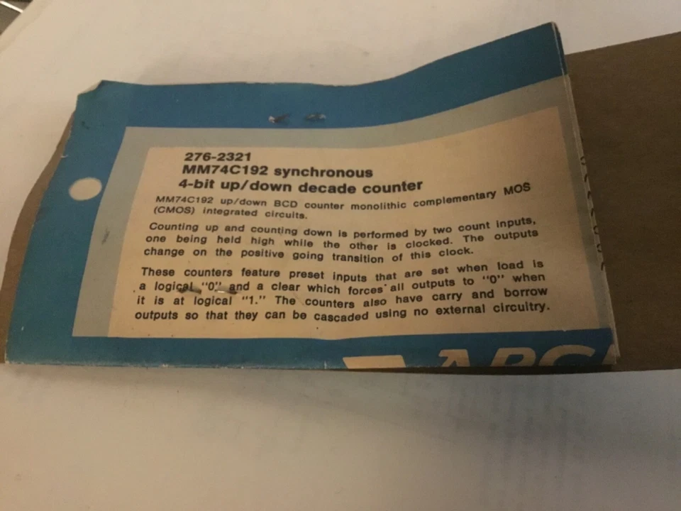 Radio Shack Archer Digital CMOS IC 276-2321RS74C192 Radioshack Foto 2 de 2