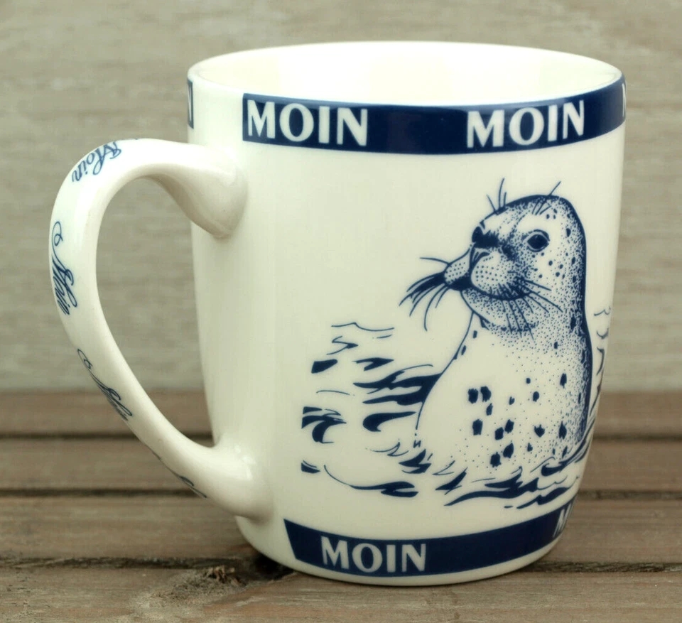 Maritimer Becher Seehund Moin Moin Ebbe Flut 200ml Porzellan Tasse (1254) - Bild 4 von 4