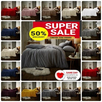 Teddy Bear Fleece Fitted Sheet OR Duvet Cover Set Sherpa Thermal Warm Bedding