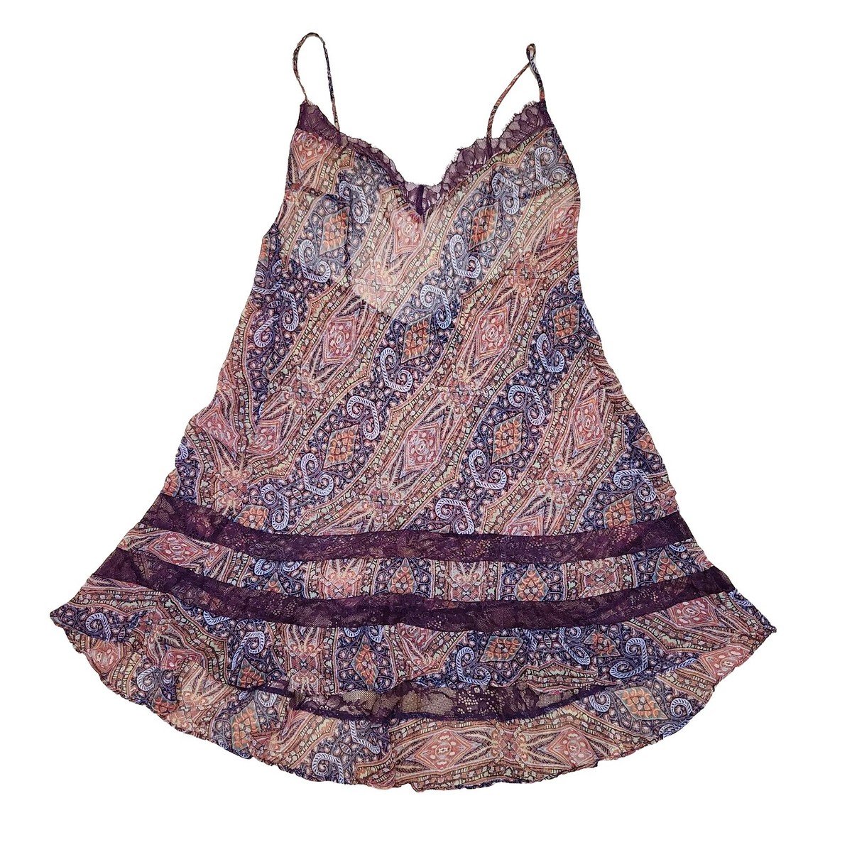 Victoria's Secret Paisley Babydoll Slip Dress Size S Flowy Lingerie Purple  Lace | eBay