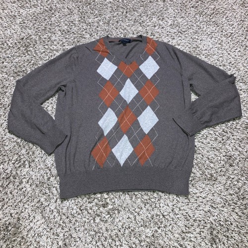 Banana Republic Argyle Mens Sweater Size XL Brown Orange - 第 1/6 張圖片
