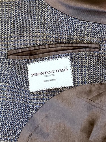 Pronto Uomo Firenze Plaid Tweed Silk Blend Sports Coat Blazer | Brown | Mens 48 - Picture 8 of 9