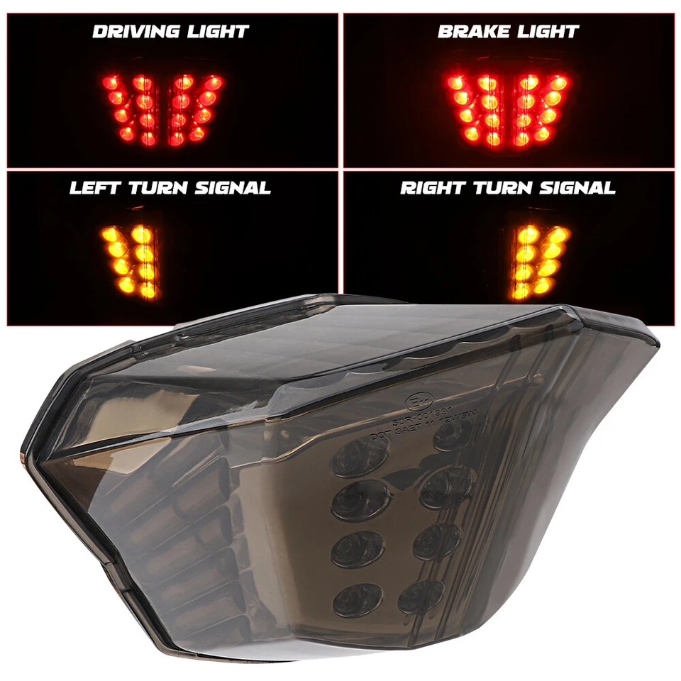 Integrated LED Tail Light Turn Signals For Yamaha XJ6 FZ6R 2009-2016 2017 Smoke Foto 2 de 4