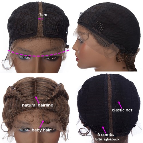Lace Front Hand Braided Updo Bun Cornrow Braids Women Wigs Long Hair 35" African - Picture 98 of 142
