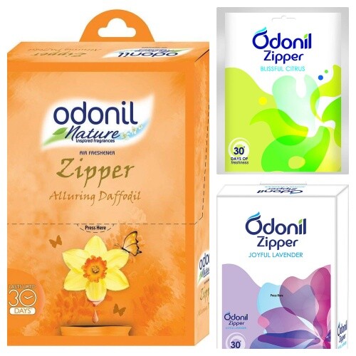Odonil Zipper Soulful Air Room Freshener 10g Jasmine, Lavender, Citrus,Daffodil - Picture 1 of 15