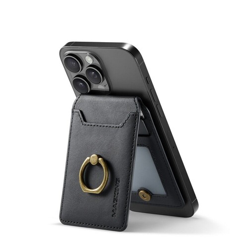 MagSafe Case For iPhone 12 13 14 15 16 with Magnetic Leather Wallet + Metal Ring - Zdjęcie 109 z 149