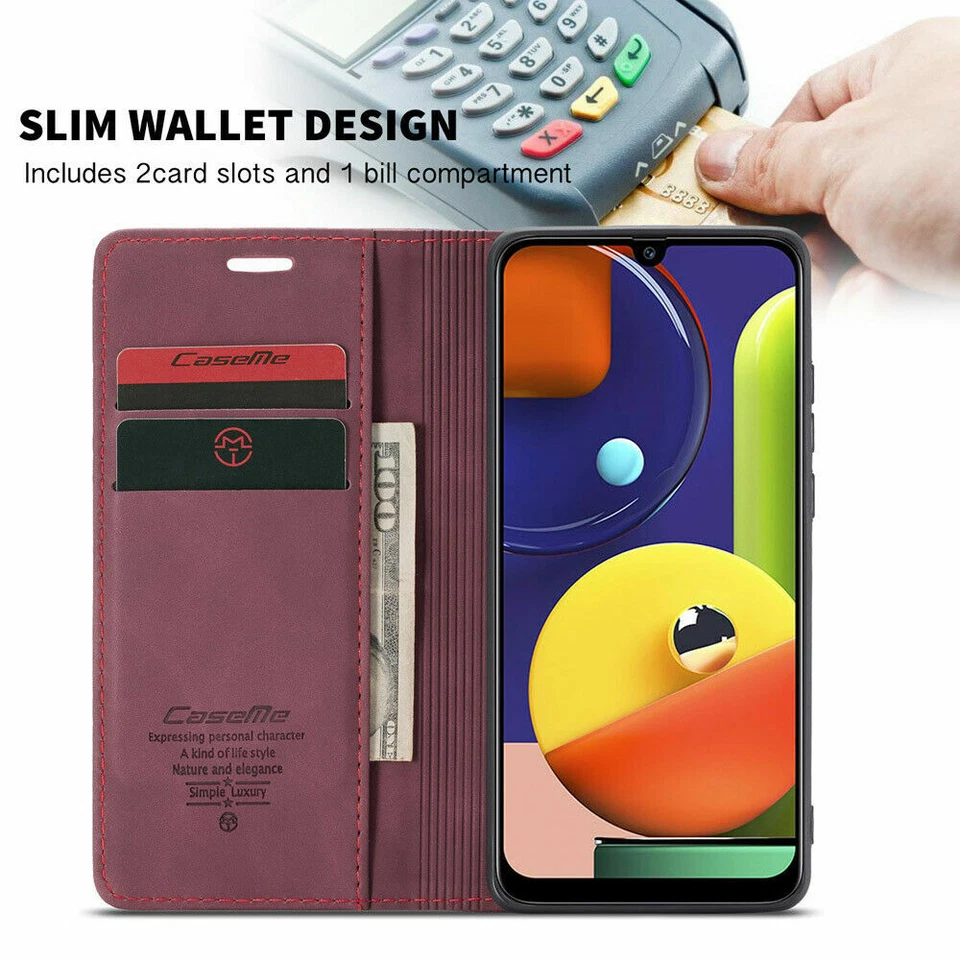 Flip Leather Wallet Black Blue Phone Case For iPhone 11 12 Pro 13 Pro Max 13 - Image 3 of 4